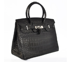Hermes Birkin 30CM Crocodile stripes leather in Black with Silver hardware H30CSBS