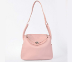 Hermes Lindy 30CM Havanne Handbags 1057 Pink Leather Silver Hardware H1057