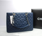 Chanel GST Caviar Leather Coco Bag A36092 Dark Blue Silver A36092
