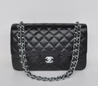 Chanel Jumbo Quilted Classic Cannage Patterns Flap Bag A58600 Black Silver A58600