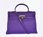 Hermes kelly 35CM Iris Purple clemence leather(Gold) HKL35IP