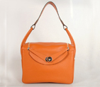 Hermes Lindy Bag 34 clemence leather in Orange with Silver hardware 1056OS