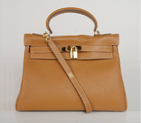 Hermes Kelly 32CM clemence leather in Camel with Gold hardware K32LSCG