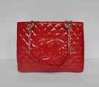 Chanel A50995 Red Patent Leather Shoulder Bag Silver A50995