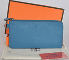 Hermes Zipper Wallet clemence leather in Medium Blue A908