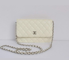 Chanel Flap Bag Lambskin Leather A33814 White Silver A33814