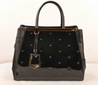 Fendi 2Jours Patent Leather Horsehair Tote Bag F2552M Black F2552M