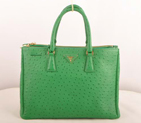 Prada Medium Ostrich Leather Tote Bag Green 16625M