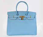 Hermes Birkin 35CM Palm stripes leather in light blue with gold hardware H35PLBG