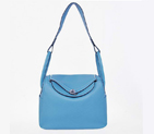 Hermes Lindy 30CM Havanne Handbags 1057 Light Blue Leather Silver Hardware H1057