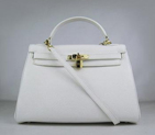 Hermes Kelly Handbags 32CM White(gold) HKL32O0WG014