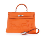 Hermes Kelly bag 35CM with Embossed logo Handbag orange K35