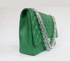 Chanel Flap Bag Quilted Green Lambskin with Silver Chain 1116 1116