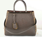 Fendi 2Jours Saffiiano Leather Fabric Tote Bag F2552M Brown F2552M