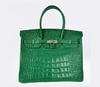 Hermes Birkin 35CM Crocodile leather in Green with Silver hardware H35CGS