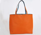 Hermes shopping bag clemence leather in Orange/Medium Blue 1988