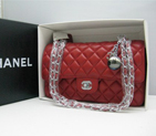 Chanel lambskin leather Red Flap bag with Silver chain A1122RS