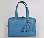 Hermes Victoria Bag clemence leather in Medium Blue with Silver hardware 8655MB