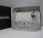 Chanel lambskin leather White Flap bag with Silver chain A1122WG