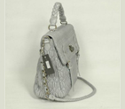 Miu Miu Tote Handbags Quilted Lambskin Leather 8667 Grey 8667