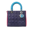 Two-tone lilac and Three mixed colors leather 'Lady Dior' bag M0550PBAN