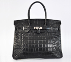 Hermes Birkin 35CM Black Crocodile stripes leather(Silver) H35BCSS