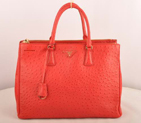 Prada Maxi Ostrich Leather Tote Bag Red 16625L