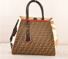 Fendi 2Jours Fabric&Horsehair Tote Bag F2552L Apricot 286