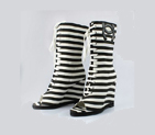 Chanel open toe stripe slipsole boots black CA012