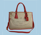 Fashion Prada City Canvas Tote Bag BN2161B Red BN2161B