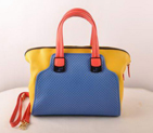 Fendi Chameleon Punch Saffiiano Leather Top Zip Tote Bag 2545 Blue-Yellow 2545