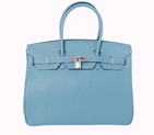 Hermes Birkin 35CM togo leather in light blue with Silver hardware H35POSG