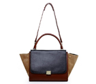 Celine Trapeze Bags Original Calf&Suede Leather  Black&Wine 3342