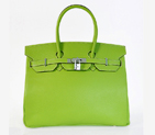 Hermes Birkin 35CM Palm stripes leather in green with Silver hardware H35PSGS