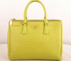 Prada Medium Ostrich Leather Tote Bag Lemon 16625M
