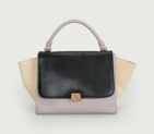 Celine Trapeze Bags Calfskin&Suede Black&Purple&Apircot C88037
