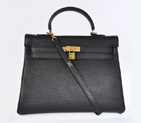 Hermes kelly 35CM Black clemence leather(Gold) HKL35B