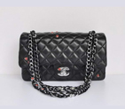 Chanel Insect Lambskin Leather Flap Bag 1112 Black Silver 1112