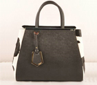 Fendi 2Jours Saffiiano Leather Horsehair Tote Bag F2552M Black&White F2552M