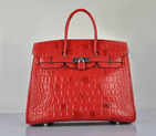 Hermes Birkin 35CM Tote Bag Croco Leather H6089 Red H6089