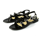 Chanel Black Patent Leather Flat Sandal CHS003