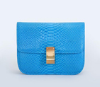 Top Quality Celine Classic Box Small Flap Bag Snake Leather Blue 80077