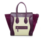 Celine Luggage Mini Boston Bags Original Leather&Suede Purple 3308