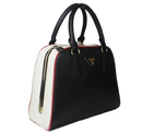 Prada Saffiano Leather Small Tote Bag BL0809 Black&White BL0809