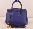 Prada Small Croco Leather Tote Bag Blue 16625S