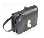 Celine Cow Leather Lizard grain Handbag 80077 Black 80077