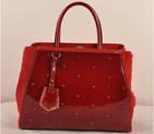 Fendi 2Jours Patent Leather Horsehair Tote Bag F2552M Red F2552M