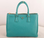 Prada Medium Ostrich Leather Tote Bag Aquamarine 16625M