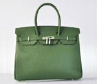 Hermes Birkin 35CM clemence leather in Army Green with Silver hardware H35POSG