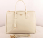 Prada Maxi Saffiano Leather Tote Bag White 16625L